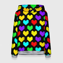 Толстовка-худи женская Undertale heart pattern, цвет: 3D-меланж