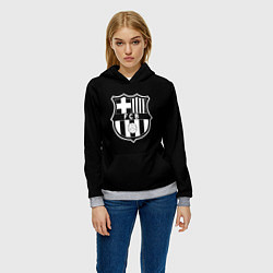 Толстовка-худи женская Barcelona fc club белое лого, цвет: 3D-меланж — фото 2
