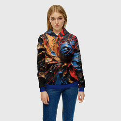 Толстовка-худи женская Красные красочные брызги, цвет: 3D-синий — фото 2