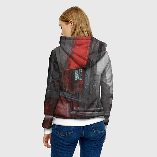 Женская толстовка Девушка в мире киберпанка / 3D-Белый – фото 4