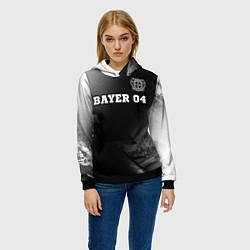 Толстовка-худи женская Bayer 04 sport на темном фоне посередине, цвет: 3D-черный — фото 2