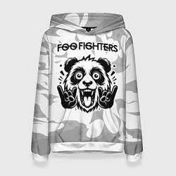Женская толстовка Foo Fighters рок панда на светлом фоне