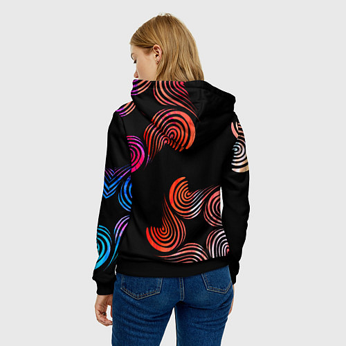 Женская толстовка Чёрные звёзды и завихрения / 3D-Черный – фото 4