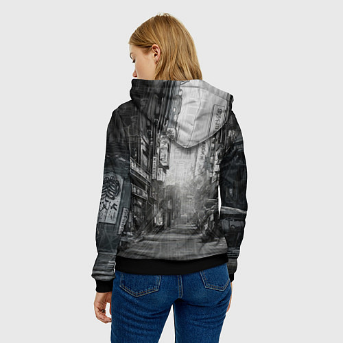 Женская толстовка Городской андроид / 3D-Черный – фото 4
