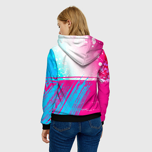 Женская толстовка Borussia neon gradient style посередине / 3D-Черный – фото 4