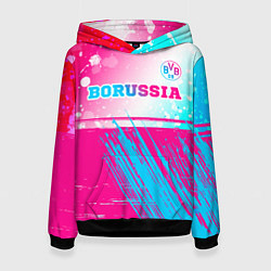Толстовка-худи женская Borussia neon gradient style посередине, цвет: 3D-черный