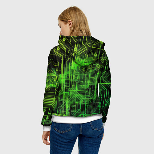 Женская толстовка Андроид в неоновом свете / 3D-Белый – фото 4