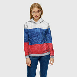 Толстовка-худи женская Флаг России разноцветный, цвет: 3D-меланж — фото 2