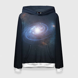 Толстовка-худи женская Спиральная галактика, цвет: 3D-белый