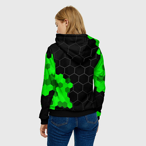 Женская толстовка Ford green sport hexagon / 3D-Черный – фото 4