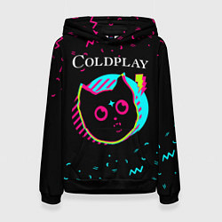 Толстовка-худи женская Coldplay - rock star cat, цвет: 3D-черный