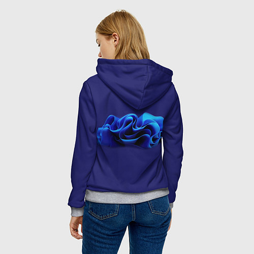 Женская толстовка Синие воланы графика / 3D-Меланж – фото 4