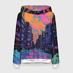 Женская толстовка Киберпанк город в стиле комиксов