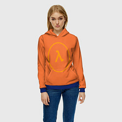 Толстовка-худи женская Half-Life оранжевый, цвет: 3D-синий — фото 2