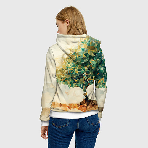 Женская толстовка Многоугольное дерево с листьями / 3D-Белый – фото 4