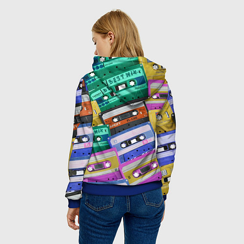Женская толстовка Аудио кассеты разноцветные / 3D-Синий – фото 4