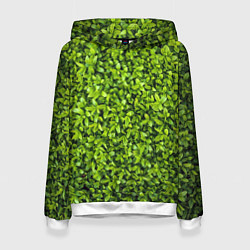 Толстовка-худи женская Зелёная трава листья, цвет: 3D-белый