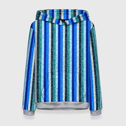 Женская толстовка Сине-бирюзовый полосатый