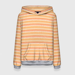 Толстовка-худи женская Светлый жёлто-оранжевый в полоску, цвет: 3D-меланж