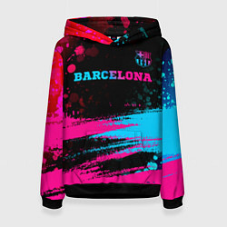 Толстовка-худи женская Barcelona - neon gradient посередине, цвет: 3D-черный