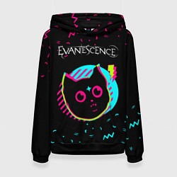 Толстовка-худи женская Evanescence - rock star cat, цвет: 3D-черный