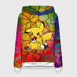 Толстовка-худи женская Pikachu pokeballs, цвет: 3D-белый