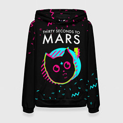 Толстовка-худи женская Thirty Seconds to Mars - rock star cat, цвет: 3D-черный