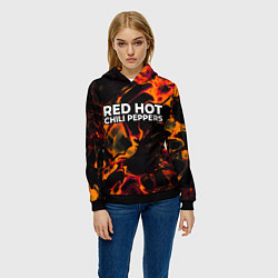 Толстовка-худи женская Red Hot Chili Peppers red lava, цвет: 3D-черный — фото 2