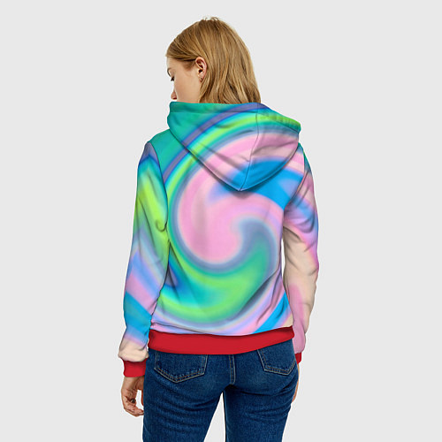 Женская толстовка Абстрактный разноцветный круговорот / 3D-Красный – фото 4