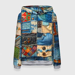 Женская толстовка Vanguard denim patchwork - ai art