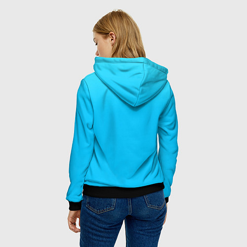 Женская толстовка Мягкий градиент ярко-голубой / 3D-Черный – фото 4
