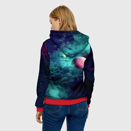 Женская толстовка Green outer space / 3D-Красный – фото 4