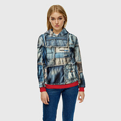 Толстовка-худи женская Patchwork denim - vogue, цвет: 3D-красный — фото 2