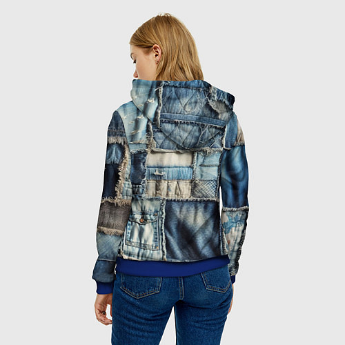 Женская толстовка Patchwork denim - vogue / 3D-Синий – фото 4