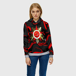 Толстовка-худи женская Великая отечественная война - красные языки, цвет: 3D-меланж — фото 2