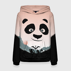 Толстовка-худи женская Силуэт кунг фу панда, цвет: 3D-черный