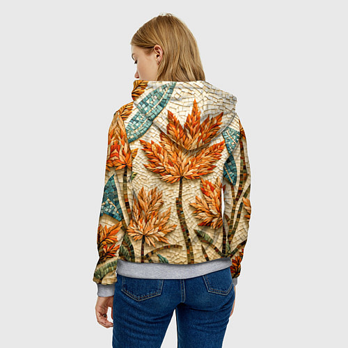 Женская толстовка Мозаика осенняя листва в теплых тонах / 3D-Меланж – фото 4