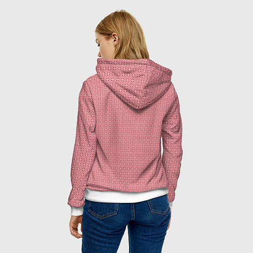 Женская толстовка Светлый красно-розовый паттерн узоры / 3D-Белый – фото 4
