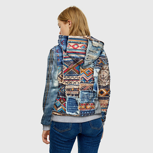 Женская толстовка Пэчворк узоры индейцев / 3D-Меланж – фото 4