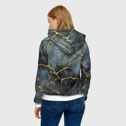 Женская толстовка Золотые линии на серо-голубом фоне / 3D-Белый – фото 4