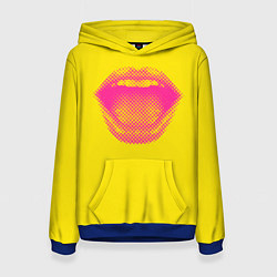 Толстовка-худи женская Абстрактные ретро губы, цвет: 3D-синий
