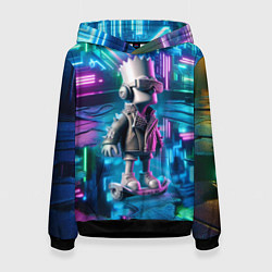Женская толстовка Необычный Барт Симпсон в ночном неоновом городе