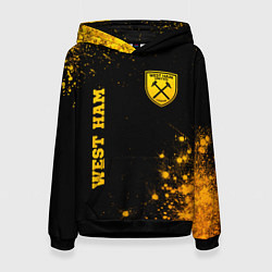 Толстовка-худи женская West Ham - gold gradient вертикально, цвет: 3D-черный