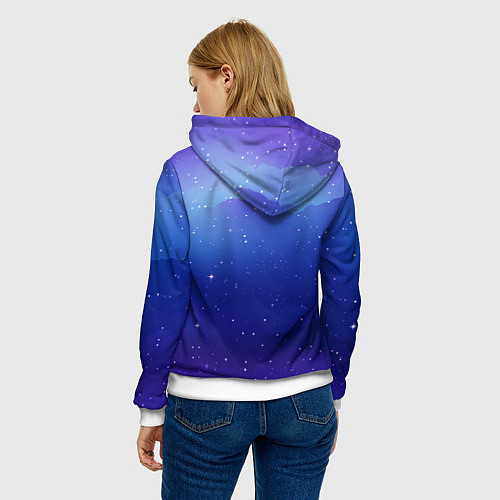 Женская толстовка Синий космос и звезды / 3D-Белый – фото 4
