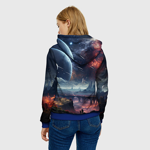 Женская толстовка Фантастическая планета внутри космоса / 3D-Синий – фото 4