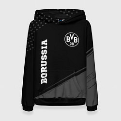 Толстовка-худи женская Borussia sport на темном фоне вертикально, цвет: 3D-черный