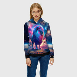 Толстовка-худи женская Space lion - ai art fantasy, цвет: 3D-черный — фото 2