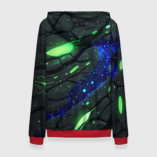 Женская толстовка Разлом плит с зеленым свечением / 3D-Красный – фото 2