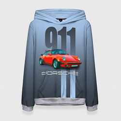 Толстовка-худи женская Винтажный автомобиль Porsche 911 Carrera, цвет: 3D-меланж