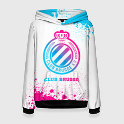 Толстовка-худи женская Club Brugge neon gradient style, цвет: 3D-черный